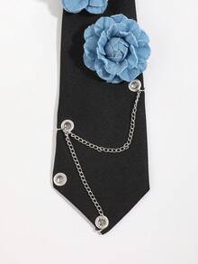 1pc Women's Fashion 3D Floral Pierced Chain Decor Solid Color Adjustable Choker, Suitable For School, Outing, Dating - Multicolor - View 8