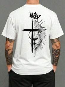 Una camiseta de hombre con cuello redondo, corte casual y estilo corto, elegante e informal, adecuada para salidas diarias, escuela y artículos esenciales de verano. UUUY - Blanco - Ver 6