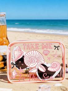 PVC Waterproof Beach Bag (Decorated With Shells And Bows) - PVC Toiletry Bag/Zippered PVC Travel Organizer. This Lightweight, Fade-Resistant Makeup Bag (Unisex) Can Be Used As A Portable Makeup Case, TSA Compliant, Travel Essential, And A Must-Have Accessory For Summer Travel. - Multicolor - View 6