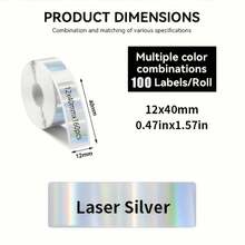3 cuộn giấy in nhãn nhiệt laser màu bạc mới, có thể in được, tương thích với máy in nhãn D30, D32, D35, P11, P12, P15, thích hợp cho gia đình, văn phòng, doanh nghiệp. - Xem 11