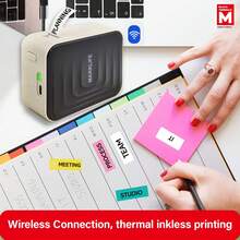 Marklife M1 0.5英寸热敏标签打印机，蓝牙标签打印机，无线标签打印机，附赠1卷12x40mm白色标签带，无墨打印机，兼容iOS和安卓系统，适合作为礼品、家用和办公用品（乳白色） - 彩色 - 查看 6