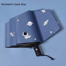 1pc New Summer Umbrella, Student Manual 3-Fold Compact Umbrella, Sky & People Series UV Protection - As Shown - View 12