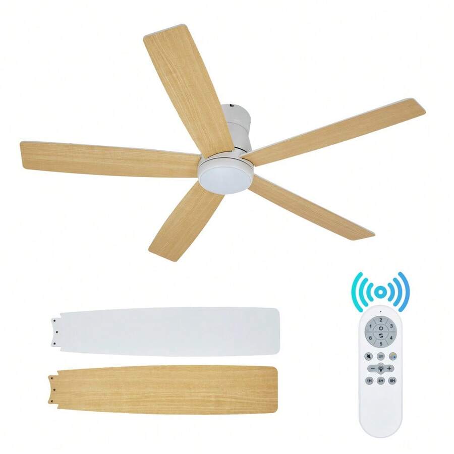 52-Inch Ceiling Fan With Dimmable LED Light And Remote Control, Quiet Reversible DC Motor, 3 Adjustable Color Temperatures For Bedroom, Living Room - 白色吸頂式吊扇 - 查看 1