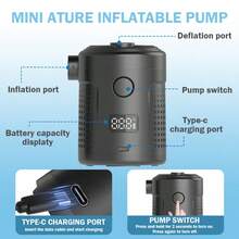 Pompe à air électrique sans fil portable, gonfleur/dégonfleur rechargeable USB 5200mAh à remplissage rapide, double usage pour matelas gonflable et sacs sous vide, avec 5 buses, écran LED, convient pour le camping, les flotteurs de piscine gonflables, les lits d'air, les bouées de natation, l'utilisation en extérieur - Noir - Voir 9