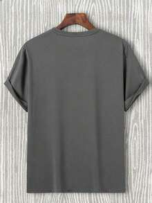 ¡Novedad! Blusa de manga corta para mujer, diseño liso, ideal para estar en casa o para uso casual. Oferta por tiempo limitado. Preciosa blusa, cómoda y de largo regular. Lavable a máquina.,Camisetas Gráficas de Verano para Mujer - Gris Oscuro - Ver 2