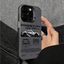 1 pieza Funda de teléfono con diseño de coche de carreras en negro y plateado compatible con Apple - Multicolor - Ver 5