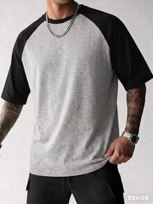 GRDR Men's Summer Raglan Color Block Casual Daily Commute American Vintage Round Neck Short Sleeve T-Shirt | Comfortable & Fashionable - Grey - View 11