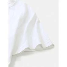 Camiseta Casual de Manga Corta con Cuello Croissant para Mujer, Holgada y Cómoda, de Algodón Puro para Verano, Transfronteriza. - Negro - Ver 4