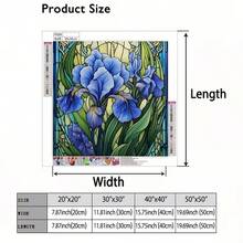 1件全新5D圆形亚克力钻石画马赛克工艺品，以优雅的蓝色鸢尾花为主题，采用彩色玻璃风格，手工钻石刺绣而成，适合家居墙面装饰或作为礼物送给女友、父母、朋友，既艺术又有意义。 - 圓鑽 - 查看 5