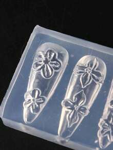 FULL BEAUTY Hibiscus Lily Cherry Blossoms Spring Nail Art Silicone Mold Embossed Blooming Flower Summer Floral Nail Carving Mold Gel Polish Printing Nails Template Manicure Tools - Clear - View 3