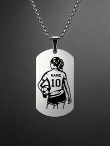 suteyi Personalized Football Dog Tag Necklace - Custom Stainless Steel Pendant With Name And Jersey Number; A Great Sports Gift Designed For Teens - Silver - View 9