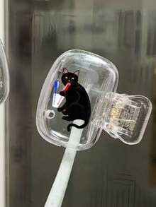 黑猫牙刷架，便携式牙刷套收纳盒及刷头保护套，保持牙刷清洁，呵护口腔健康。牙刷旅行收纳盒，便携式牙刷头保护夹，牙刷保护套，保护牙刷头，便携设计，方便携带，防尘牙刷头套，适合旅行，是送给情侣、朋友、家人、老师、旅行爱好者的最佳礼物，也是居家和宿舍的必备品。 - 彩色 - 查看 8