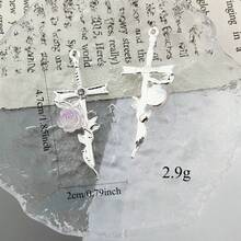 10/20pcs Vintage Dark Style Zinc Alloy Cross Pendant With Ombre Rose Pattern, Suitable For DIY Jewelry Making, Necklace, Bracelet, Earring, Bag Chain, Keychain, Zipper Decor, Great Gift Choice - Multicolor - View 4