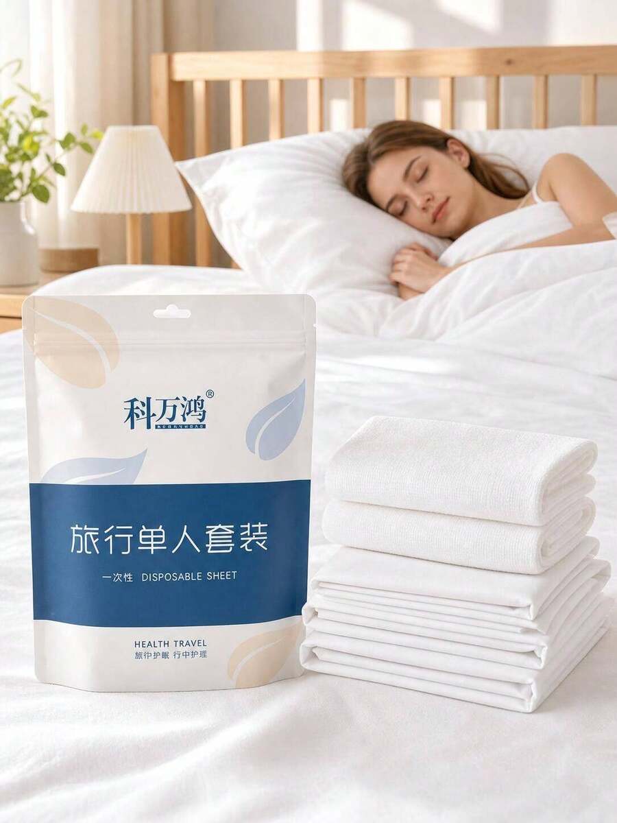 Seprai Sekali Pakai untuk Hotel, Seprai Perjalanan, Perlengkapan Tidur Sekali Pakai, Sprei Lembut dan Bernapas, Seprai, Sarung Bantal, Set Handuk, Cocok untuk Perjalanan, Hotel - MultiWarna - View 1