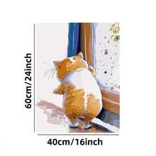 Enmarcado 1 pieza de lienzo decorativo de gato gordo naranja - Póster vertical con marco de , decoración primaveral de acuarela caprichosa para el hogar, la oficina o el dormitorio, regalo de Pascua, Día de la Madre o graduación, decoración de gatos - Enmarcado - Ver 7