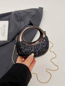 Nuevo mini bolso de mano de acrílico, cartera de moda, bolso de noche en forma de media luna personalizado con correa de cadena - Multicolor - Ver 8