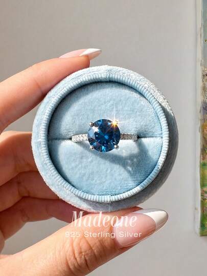 MADEONE 1 chiếc nhẫn bạc 925 đính kim cương tròn 2 carat, thích hợp làm quà cầu hôn, kỷ niệm hoặc phụ kiện thời trang.