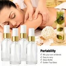 10pcs/5pcs Transparent Glass Spray Bottles 1.01 Oz/1.69 Oz/3.38 Oz Travel Bottles And Containers Featuring Stylish Golden Leak-Proof Caps Suitable For Health Travel Personal Care - 10 gói* (30 ml) 1,01 oz - Xem 6