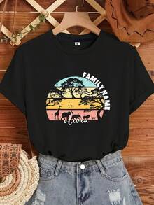 Camiseta Familiar Personalizada para una Aventura Africana, Camiseta de Safari Personalizada, Camiseta Vintage de Naturaleza, Camiseta de Viaje a África, Camiseta para Viaje Familiar a África, Camisetas con Nombre Personalizado - Negro - Ver 2