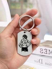 Customized Football Keychain - Personalized Stainless Steel Name And Number, Rectangular Charm Accessory For Men And Women, Perfect Gift For Sports Fans And Club Players - Multicolor - View 8