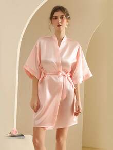 1pc Women's Imitation Silk Cardigan, Sleepwear/Bathrobe/Robe, Women's Robe, Bridesmaid/Bride Robe, Sexy Nightgown. Suitable For Wedding Reception, Wedding Ceremony And Banquet Matching. Spring And Summer Women's Pajamas, Nightgowns, Robes, For Girlfriend Gathering, Home Leisure Robes, Bride's Wedding Dress Robes, Wedding Party Supplies, Outdoor Weddings, Holiday Party Accessories, Bathroom And Home Wear. - Multicolor - View 27