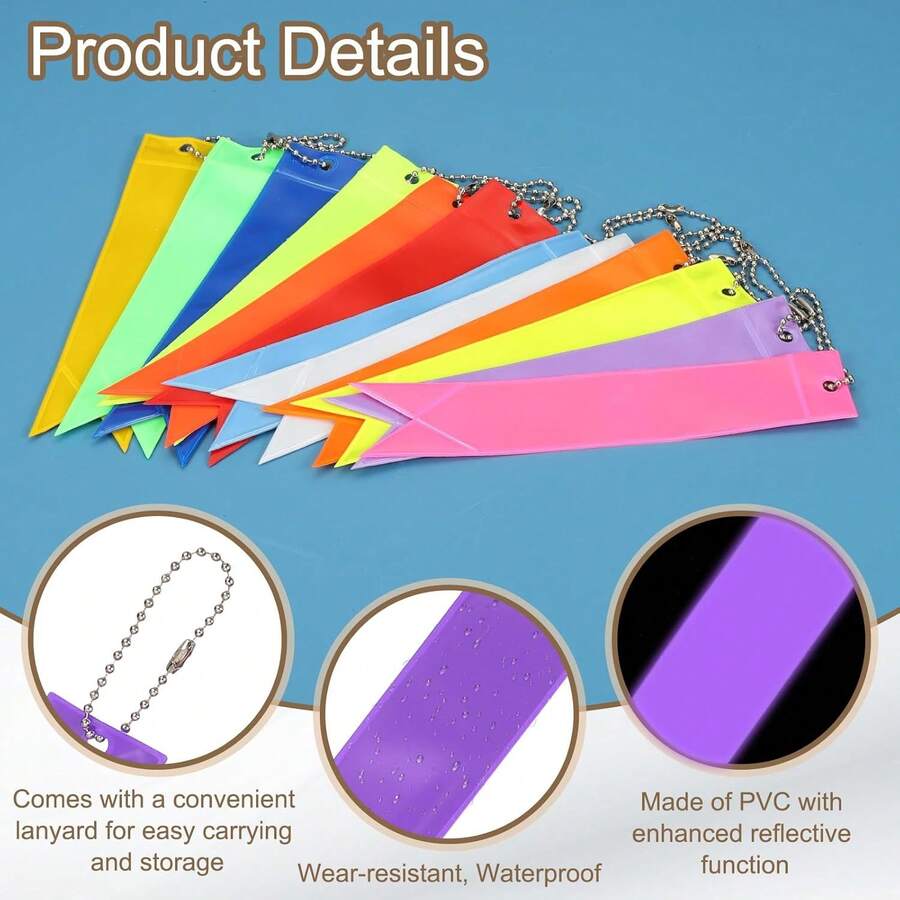 13 Colors Reflective Glow Pendant Keychain, Luminous Elongated Backpack Decor, Keychain, Night Warning Sign. Night Running Warning Sign Suitable For Night Travel, Luggage Tag, Car Charm, Waist Hanging Decor, Various Bag Hanging Identifier - Multicolor - View 1
