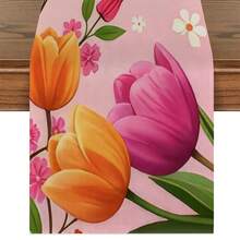 1 pezzo Tema della Festa della Mamma FELIZ DÍA De Las MADRES Tappeto da tavolo con tulipani, copertura antipolvere per microonde, copertura protettiva, disponibile in varie misure, adatto per la sala da pranzo di casa, la decorazione della cucina, la decorazione della casa, le feste all'aperto e la decorazione del ristorante, aspetto in lino strutturato - Multicolore - Visualizzare 14