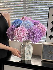 1 Piece Of Artificial Hydrangea, Silk Flower, Fake Flower, Fake Hydrangea, Flower Arrangement, Home Decoration, Wedding Decoration, Party Supplies, Centerpiece, Bouquet, Artificial Flower, Emperor Flower, Decoration, Artificial Flower - Multicolor - View 1