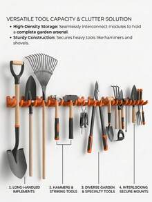 1/3pcs Wall Mounted Storage Rack | Suitable For Household Tool Storage, Gardening Tool Storage, Screw-Fixed Storage Rack, Lightweight Hooks, Durable Plastic Material, Essential For Multi-Purpose Home Cleaning Tools, DIY And Gardening Enthusiasts - Wall-mounted Storage Rack - View 3