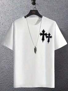 Camiseta hombre cuello redondo y manga corta. Estilo casual con estampados modernos y cómodos. Para hombres y mujeres, estilo pareja, pareja, camiseta de manga corta con estampado de moda - Blanco - Ver 7
