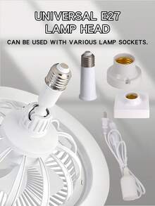 Đèn quạt trần LED xoay E27 có điều khiển từ xa - Điều chỉnh 360° - Sử dụng trong nhà - 30W - Tương thích 85-265V - Không cần pin - trắng - Xem 10