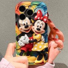 Disney Mickey And Minnie Mouse Phone Case, Official Disney Couple Character Design, Romantic Plush Mickey And Minnie Protective Cover. Compatible With IPhone 17, 16, 15, 14, 13, 12, 11 Pro Series, Featuring Mickey And Minnie Together Against A Colorful Painted Background, Perfect For Disney Fans And Couple Lovers To Showcase Their Favorite Characters, Ideal For Birthdays, Holidays, Anniversaries, Graduation Gifts, Or Any Special Occasion To Surprise Family, Friends, Classmates, And Loved Ones. - trắng - Xem 5