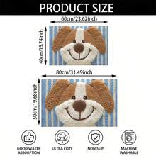 1 buah Karpet Kamar Mandi Mikrofiber Motif Anjing Garis Vertikal Biru dan Putih, Anti Selip dan Sangat Lembut, Keset, Alas Penyerap Air Kamar Mandi, Dapat Dicuci dengan Mesin, Berbulu Pendek, Lapisan Belakang TPR, Kain Rajut, Untuk Kamar Mandi, Kamar Tidur, Dapur, Lorong Masuk, Penggunaan Dalam & Luar Ruangan, Aksesoris & Dekorasi Kamar Mandi, Hadiah Rumah Baru yang Sempurna. - Blue and White - View 3