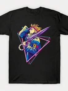 Unisex T-Shirt Made Of Pure Cotton, Japanese Anime T-Shirt - GACHI AKUUTA Motor Graphic Tee, Y2K Retro Style Short-Sleeved Shirt With Iconic Design, Machine Washable, Round Neck, Casual Top Suitable For Casual Wear And Themed Clothing, Summer T-Shirt, Blouse, Basic Tops, Tops, Creative Design, Outdoor Play, Cool Style, Fun Design, Great For Outdoor Play - Black - View 1