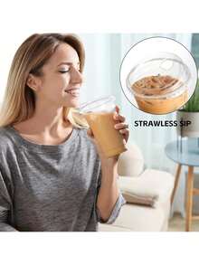 40/20 Pack 16oz Clear Plastic Cups - Durable PET Drinkware For Ice Coffee, Smoothies, Slurpees, Milkshakes | Disposable Leak-Proof Tumblers With Strawless Sip Lids For Parties, Camping, Picnics, Holidays & Outdoor Events, Picnic Essentials, Transparent Drinkware, Lightweight Drinkware, Best For Christmas Home And Living New In Dinnerware Outdoor Supplies - 透明色帶杯蓋20pcs - 查看 4