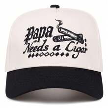 Mũ lưỡi trai thêu chữ "Papa Needs A Cigar", kiểu dáng đường phố, vành cong hai tông màu, dành cho bố. - A - Xem 11