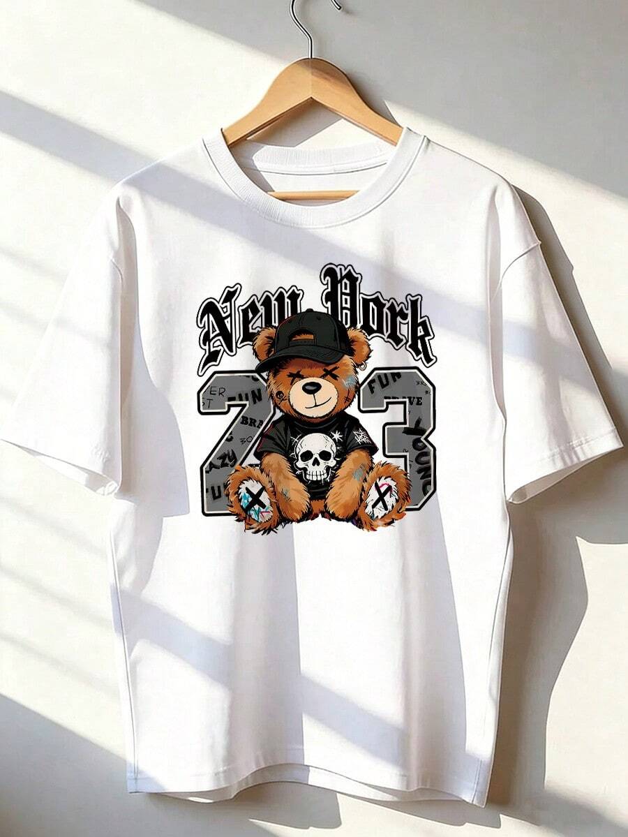 Camiseta de Manga Corta con Estilo Grunge y Números "73",Camiseta de manga corta de moda para primavera y verano de 2026, hecha en México, 180 gramos. Estampado de dibujos animados, modelo de pareja, apta para uso interior o exterior. Cuello redondo, unisex, ideal para oficina y ocio. Paquete de una pieza. - WH-P631577SLNDXZGY411 - Ver 1