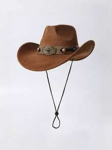 Faux Suede Western Cowboy Hat, Wide Brim Vintage Cowgirl Hat For Men, Classic Sun Hat With Bull Head Decor, Suitable For Beach, Festival, Daily Wear, Outdoor,Holiday,Travel - Suede Yellow Beaded Cow Hat - View 12
