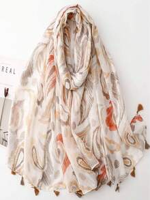 Khăn choàng nữ họa tiết Paisley cổ điển, khăn lụa màu kem họa tiết hoa điều, đa năng dùng khi ở nhà điều hòa, đi du lịch, đi biển. - Rượu sâm banh - Xem 1
