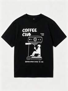 piezas Camiseta de mujer de manga corta 3 piezas/set de camisetas de manga suitable for streetwear, Top oversized cuello redondo daily outings, camping, concerts, hip-hop, rock, and rap events cuello redondo, suelta para el verano, con tema de amante del café, estampado de café, adecuada para vacaciones, oficina, salidas, diario, citas, fiestas, reuniones, calle, carnaval, festivales de música, San Valentín, ocasiones casuales - Negro - Ver 2