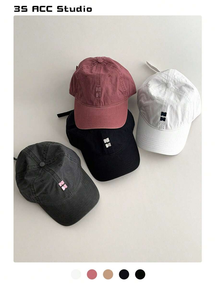 1 pieza Gorra de béisbol minimalista con corona suave, sombrero de béisbol, que favorece el rostro pequeño, de unicolor, adecuado para primavera/verano al aire libre, ala ancha para protección solar, playa, vacaciones