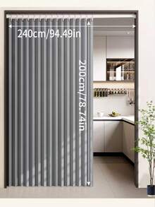 Household Foldable Door Curtain, No-Drill Installation, Privacy Dust-Proof Partition Curtain, Suitable For Bedroom, Kitchen And Bathroom. Thickened Blackout Wind-Proof, Simple Fabric Design, Suitable For All Seasons. - ML - View 22