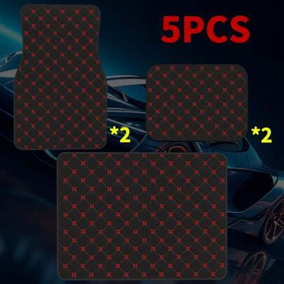 1pc/4pcs/5pcs Car Floor Mats & Trunk Mats, Multiple Sizes Available, Car Interior Mats, Car Protective Mats, Made Of Polyester, Red Rhombus Style, Suitable For Truck/Sedan/SUV, Ideal Gift For Holidays & Friends, Easter Decoration, Fashionable Interior Protection
