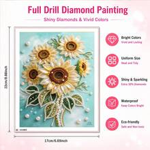 5pcs Diamond Painting Kit - Sunflowers, DIY Art, Home Decor Gift, 17x22cm - View 3
