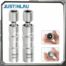 JUSTINLAU 14/16mm Ultra Thin Magnetic Spark Plug Wrench Extendable Wrench for Spark Plug Removal and Installation Car Repair Tool - A - Ver 2
