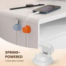 3pcs Adhesive Spring Rotating Cable Organizer Clips, Anti-Tangle Desktop Cable Holder, Earphone Cord Winder, Car Clip, Office Desk Wire Organizer - Magnetic Wire Clip - View 3