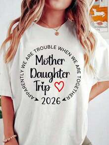 Tops para mamá e hija, viaje familiar 2026, vacaciones en familia, camisetas a juego para mamá, conjuntos de primavera Y2Y para mujer, casual, mujer |   Diseño exquisito |   Suelto y cómodo |   Fácil de combinar | - Blanco - Ver 1