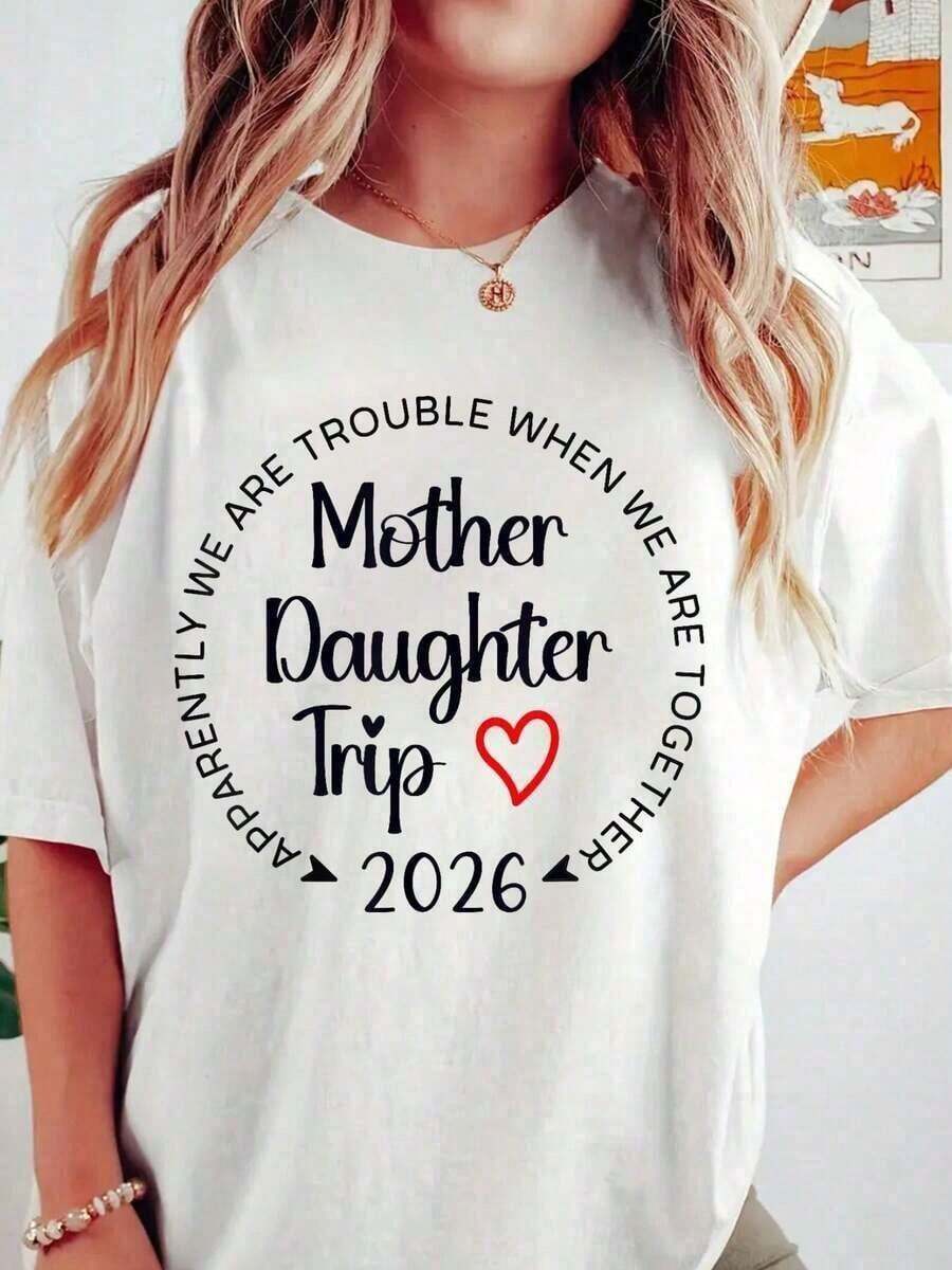 Tops para mamá e hija, viaje familiar 2026, vacaciones en familia, camisetas a juego para mamá, conjuntos de primavera Y2Y para mujer, casual, mujer |   Diseño exquisito |   Suelto y cómodo |   Fácil de combinar | - Blanco - Ver 1
