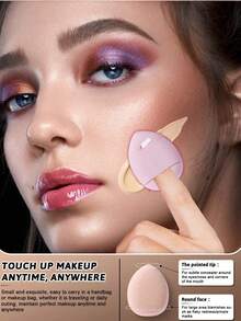 30/10pcs Mini Reusable Makeup Sponges, Makeup Powder Puffs, Face Makeup Tools Set, Round Shaped Setting Powder Puff, Makeup Accessories, Dry & Wet Use Blush Puff, BB Cream Puff, Suitable For Foundation, Powder, Lotion, Etc. - Pink - View 4