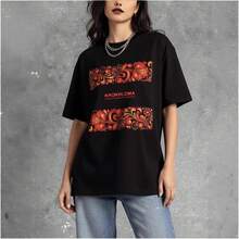 Nueva camiseta de manga corta 100% algodón, estilo europeo y americano, moderna y divertida para el verano, top casual y elegante para ir al trabajo. - Negro - Ver 5